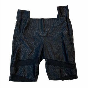 ONZIE Black geo print Mesh panels bondage 7/8 Leggings. Size XS